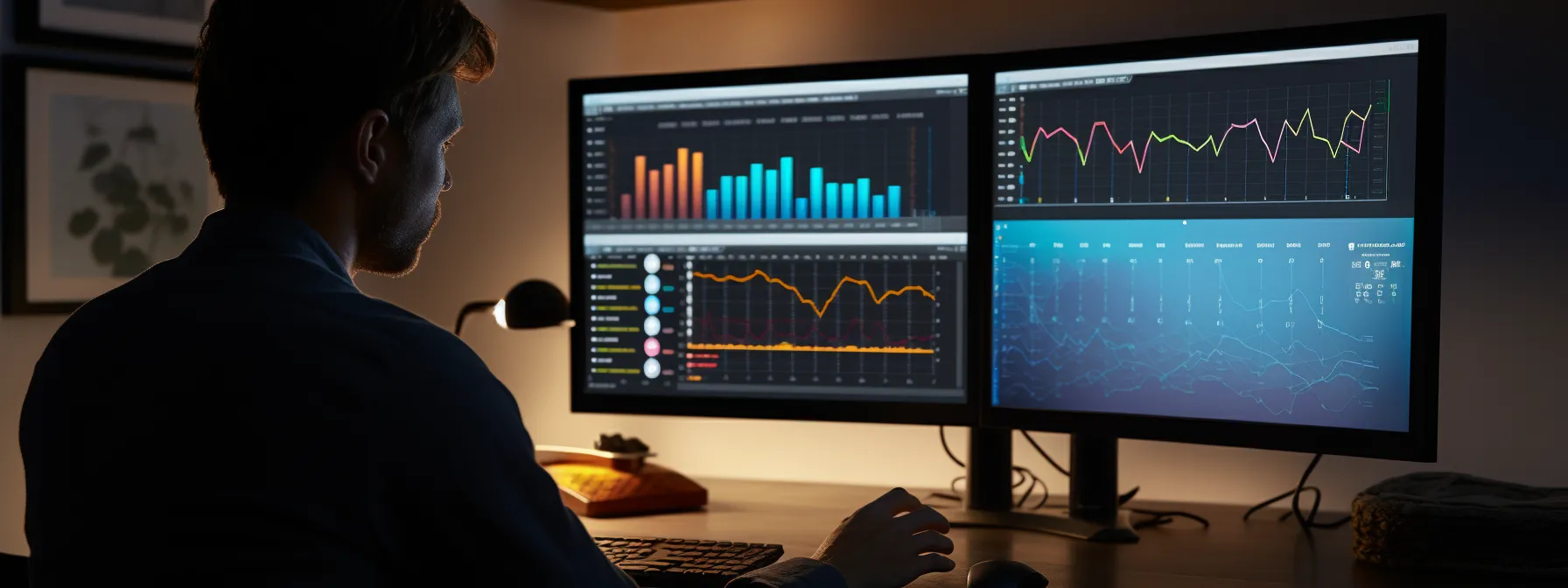 a person analyzing seo data on a computer screen with various seo tools and google search console open.