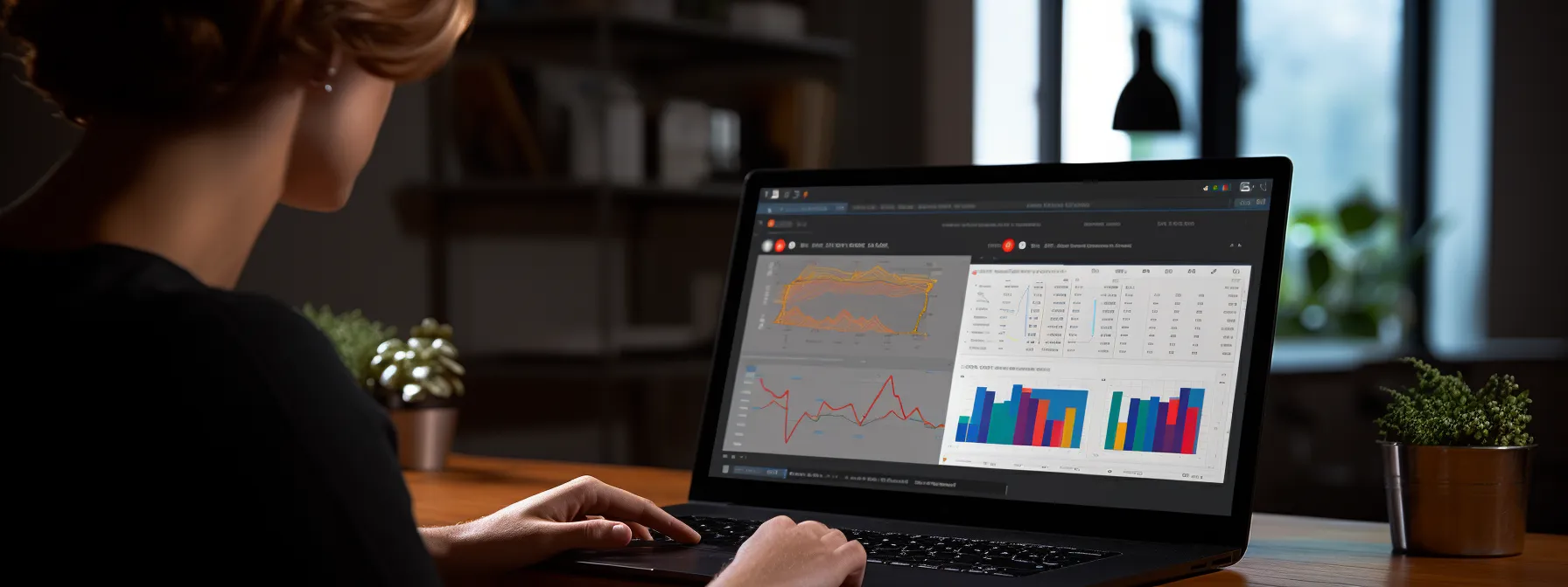 a person using a computer to navigate through google analytics data.