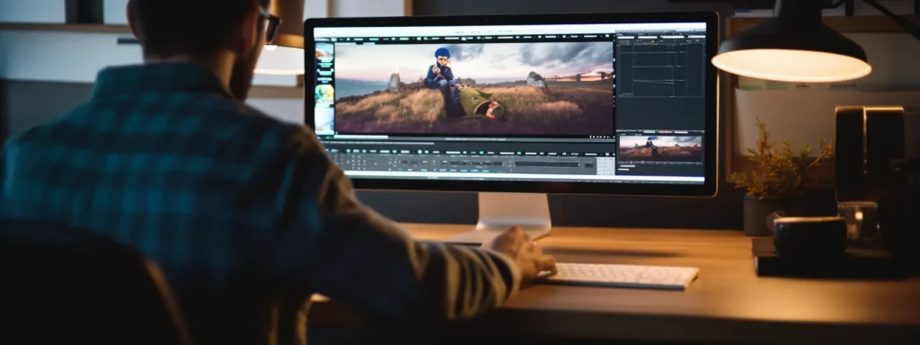 a person using a computer to study seo and social media algorithms.