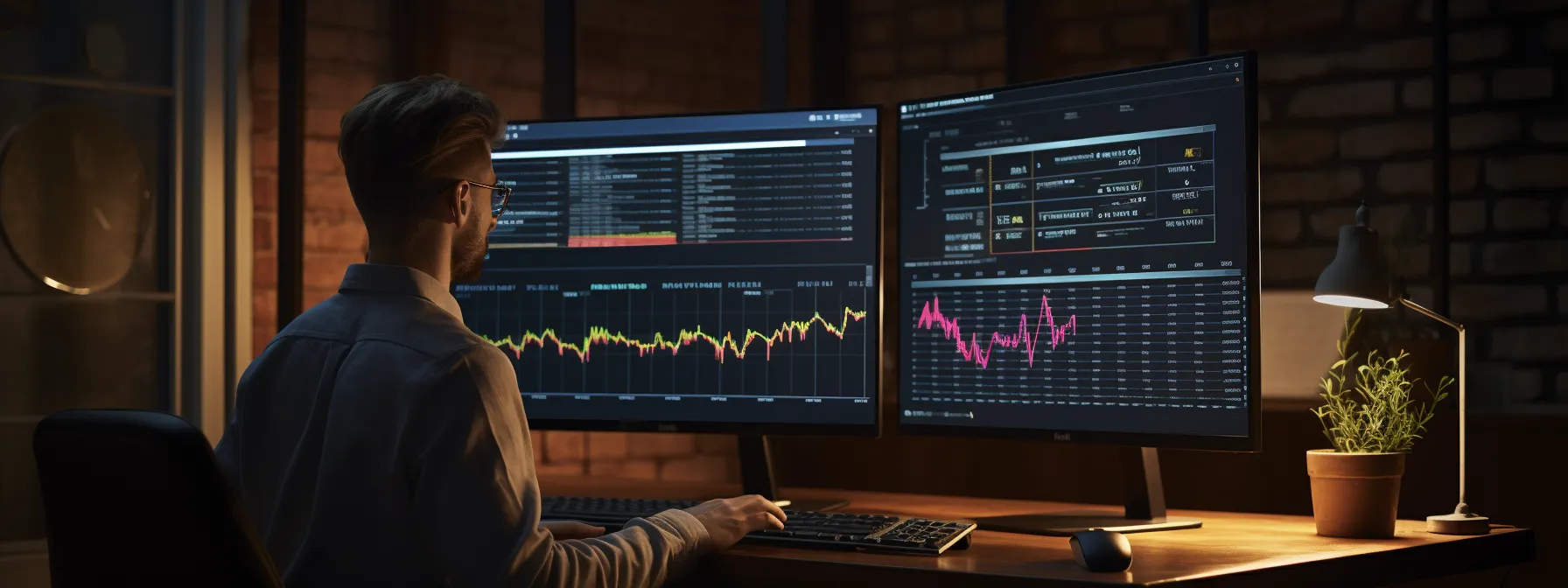 a marketer looking at a computer screen displaying seo analytics data.
