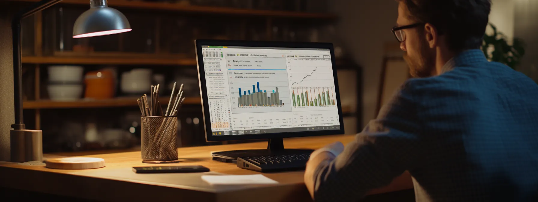 a person analyzing seo data on a computer with a focus on google analytics.