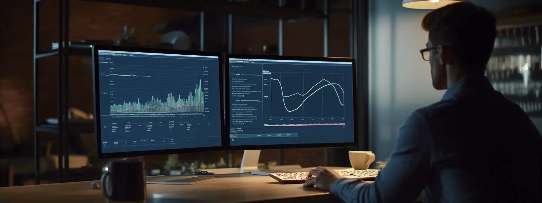 a person analyzing website analytics on a computer screen.