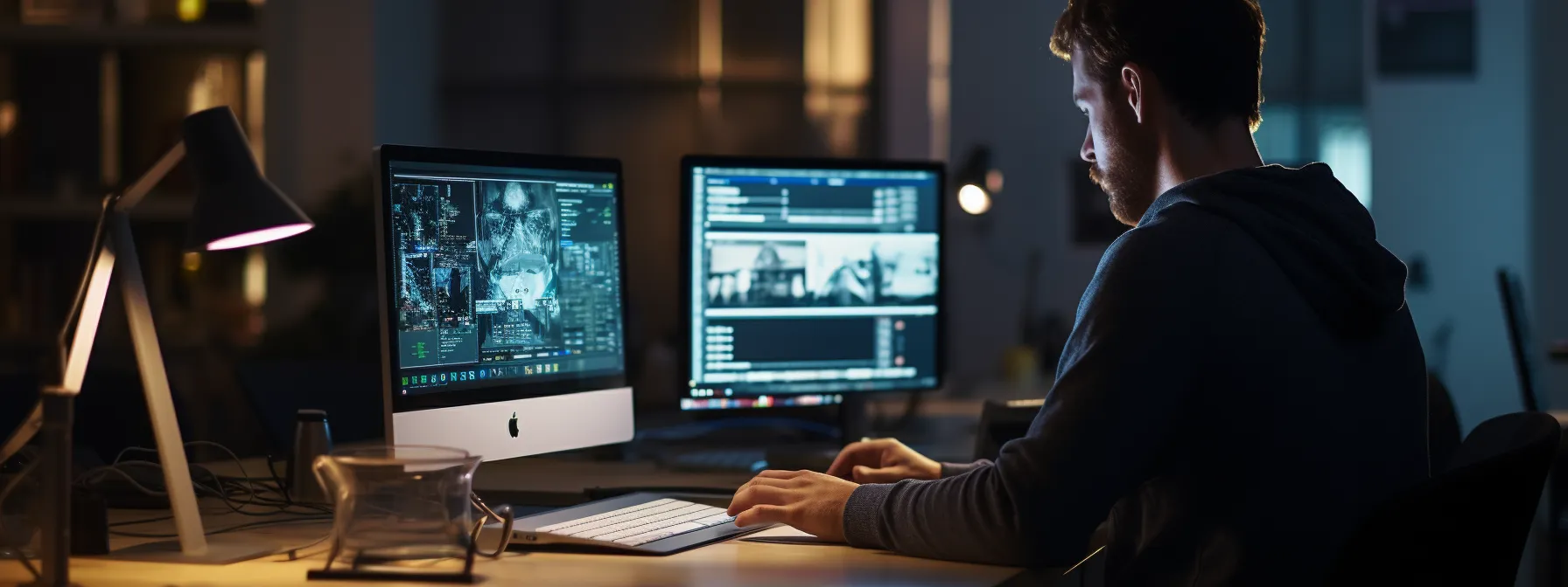 a person working on a computer, conducting keyword research using seo tools.