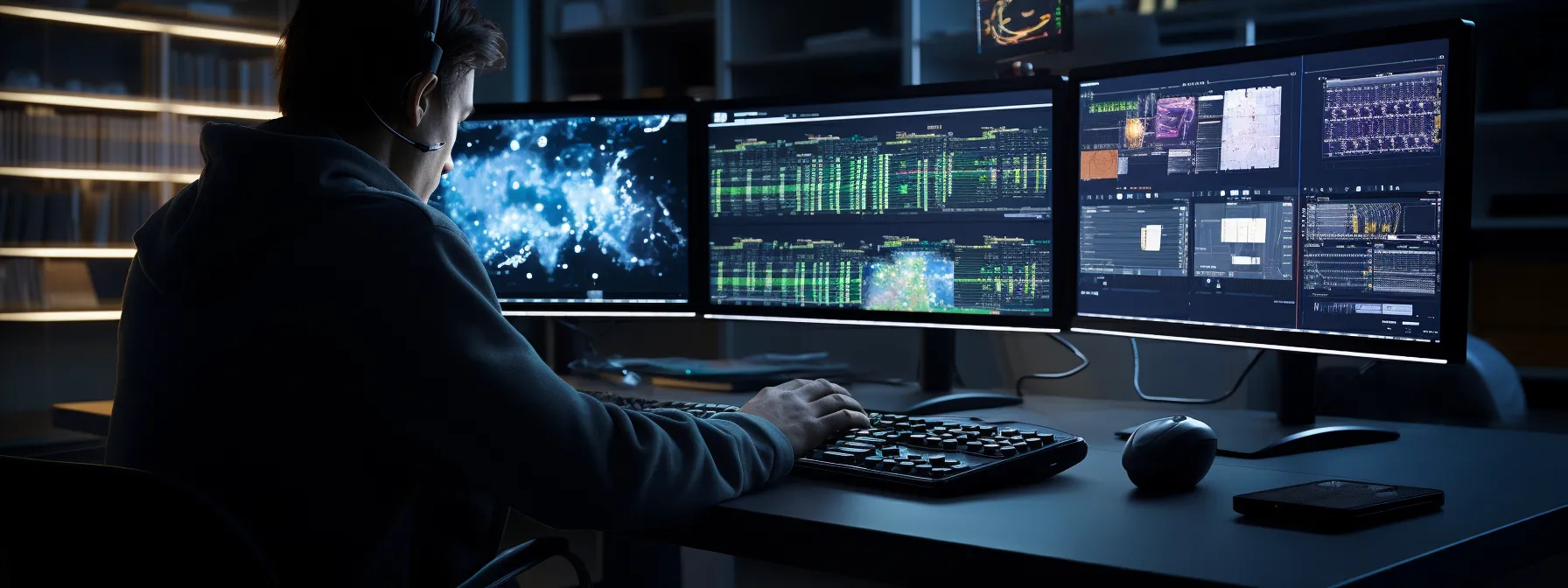 a person using software tools and ai to identify opportunities for high-quality links.
