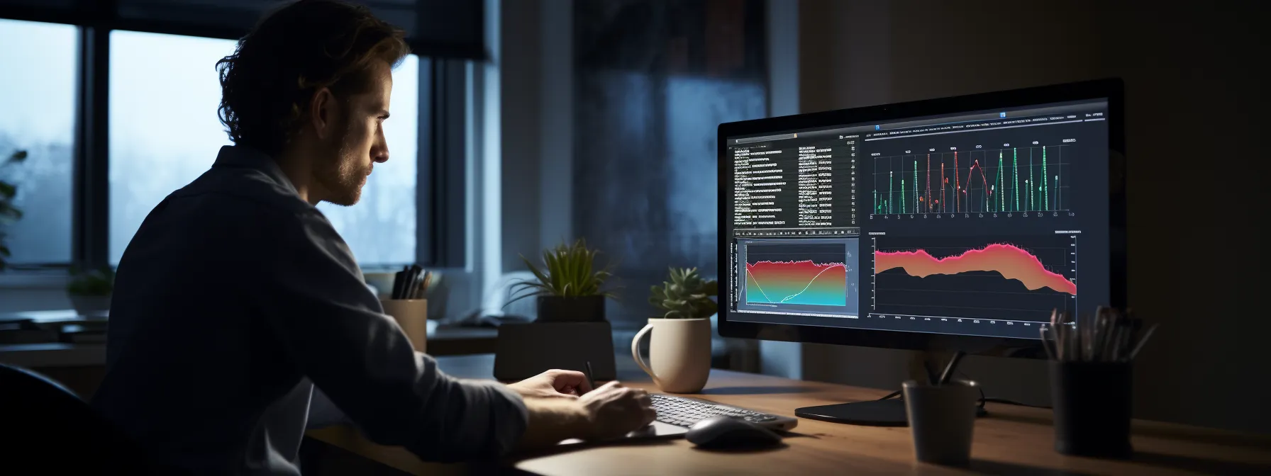 a person analyzing seo performance on a computer screen with various seo tools displayed.