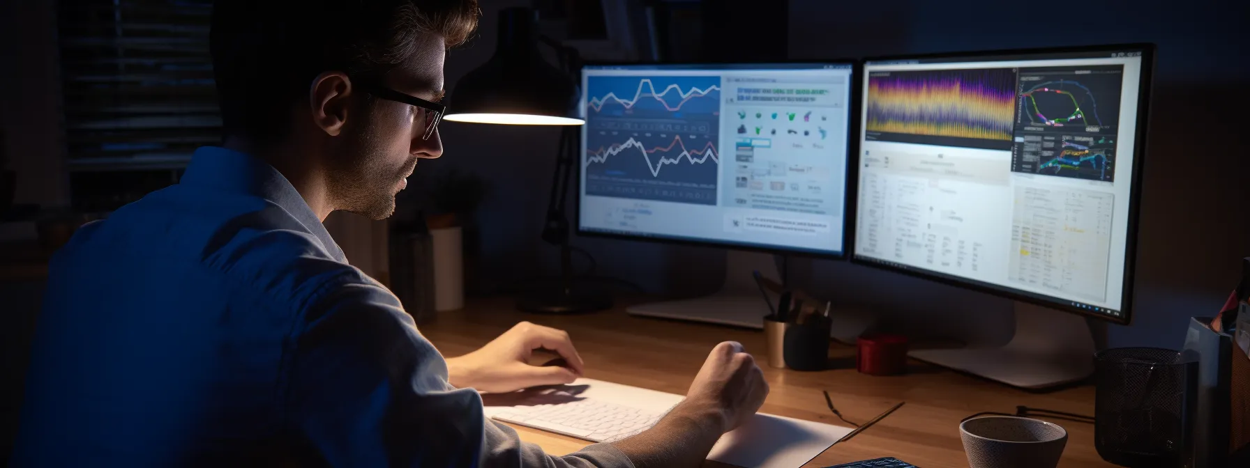 a person studying a computer screen displaying google's algorithm updates and taking notes.