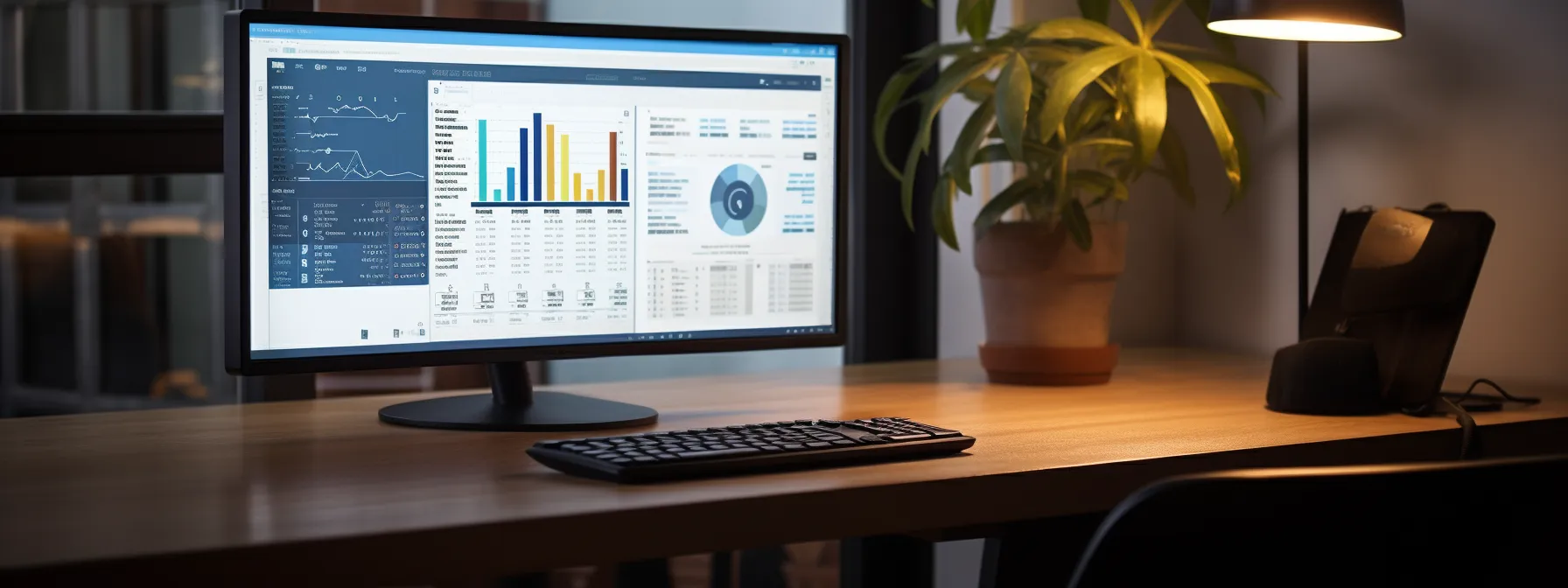 a person studying a computer screen with a focus on keyword optimization strategies.