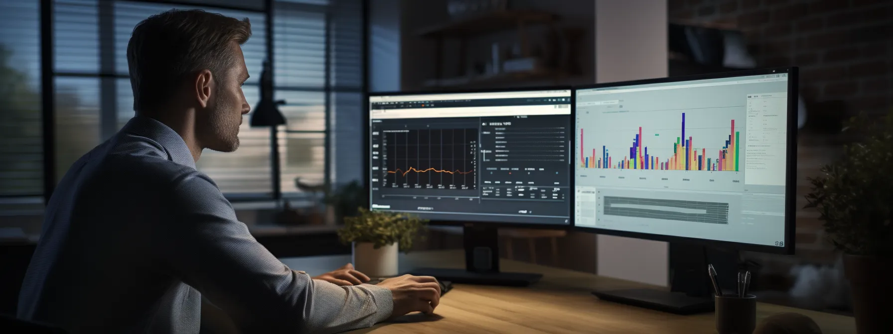 a person sitting at a desk with a computer, analyzing data on local seo for e-commerce growth.