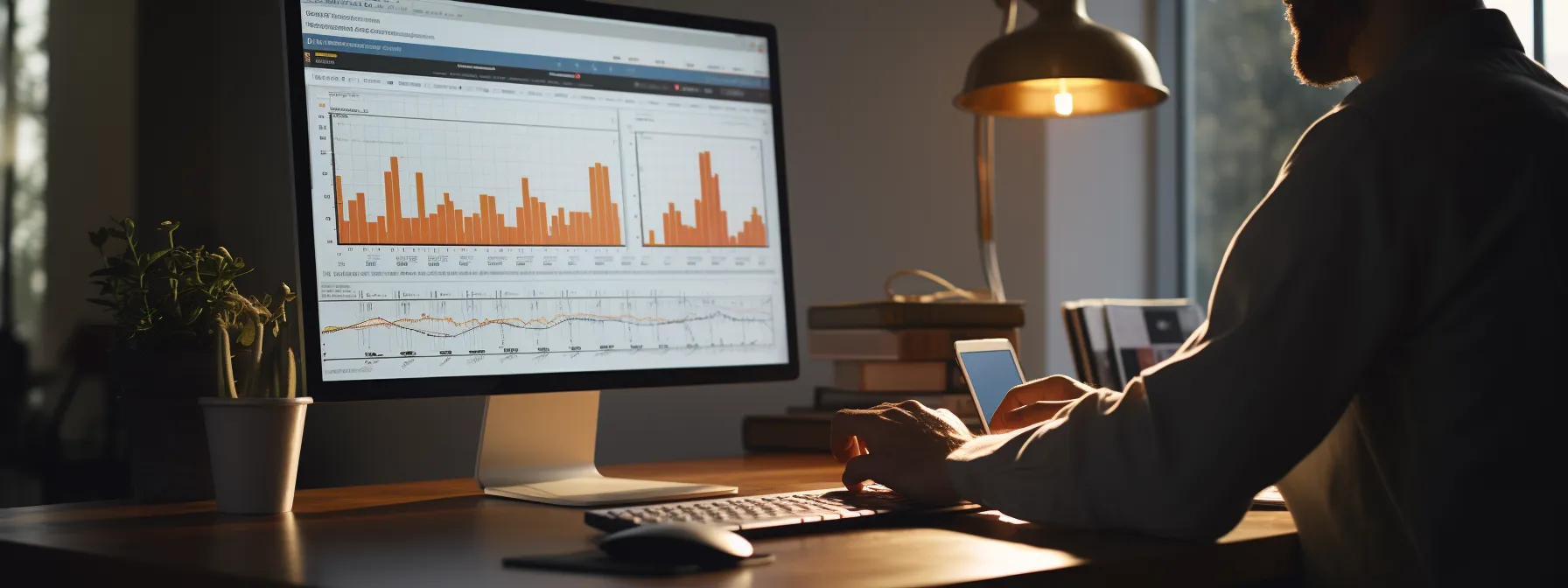 a person analyzing data on a computer screen using google analytics.