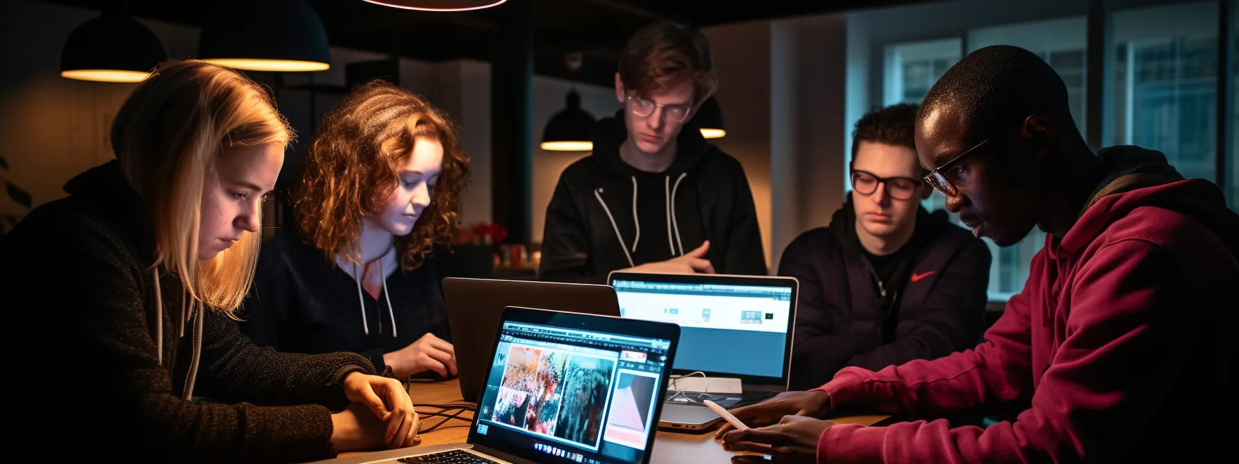 a group of students engaging in practical seo training with the guidance of manick bhan, using tools like google ads, google analytics, and google my business.
