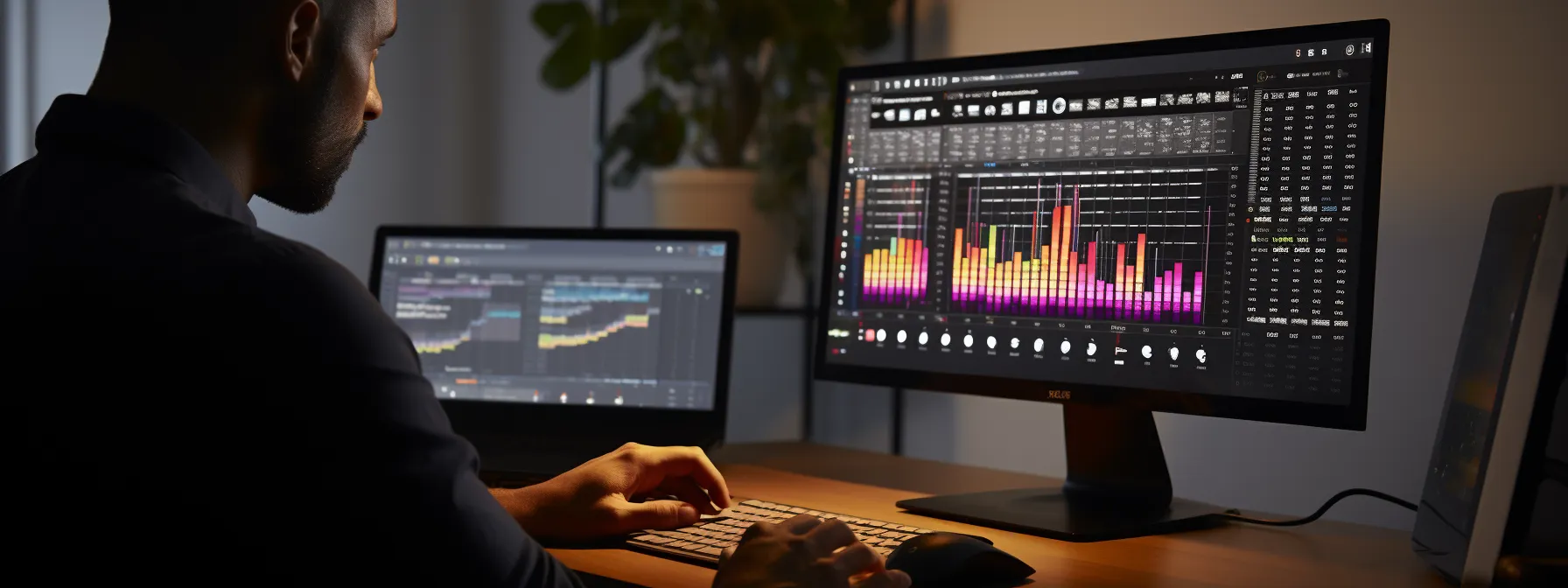 a person using keyword research tools on a computer screen.