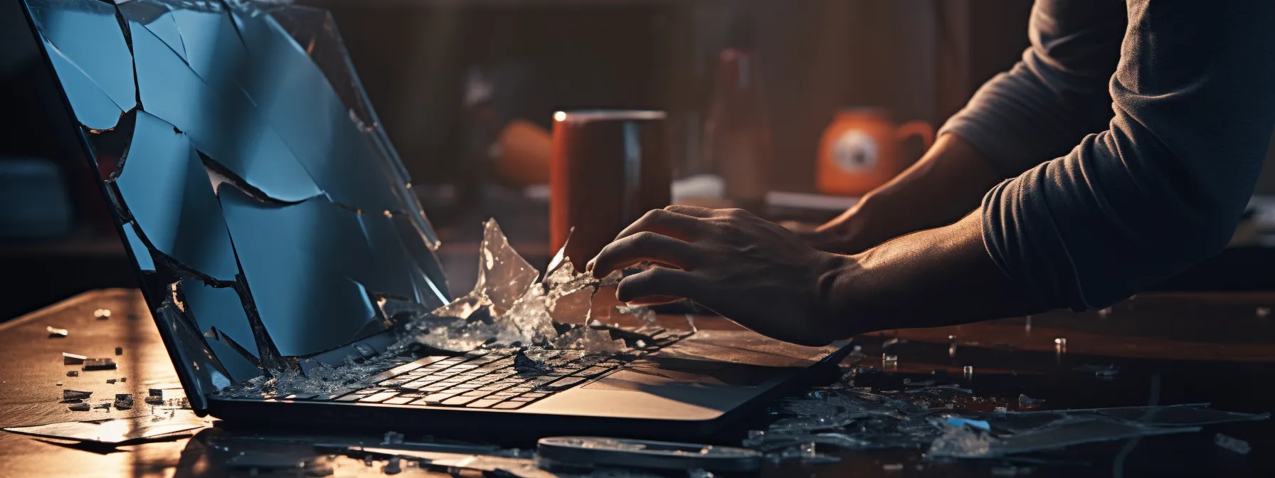 a person confidently fixing a broken website, symbolizing the ability to overcome setbacks in seo with seotheory's training.