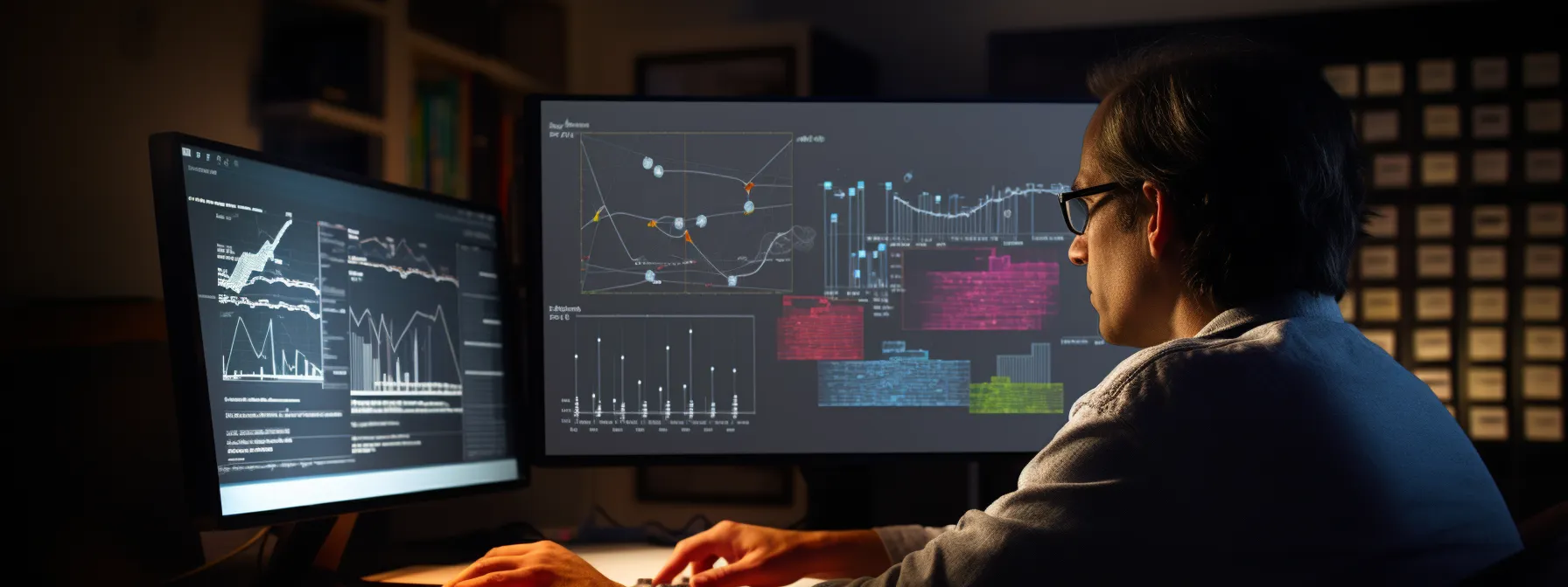 a person studying a diagram showing the complex relationship between javascript, search engine optimization, and rendering.