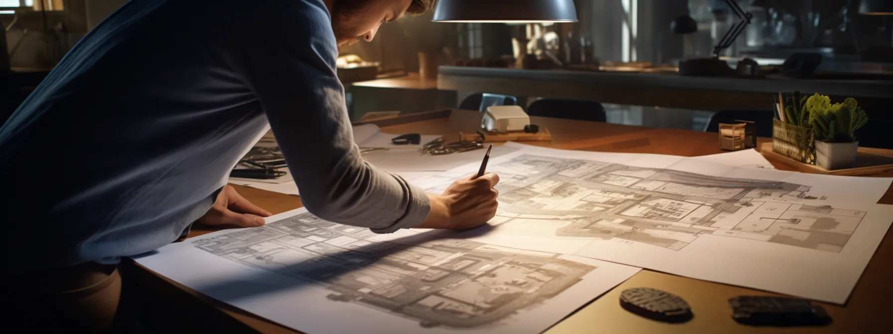 a person drawing a strategic blueprint for content marketing success.