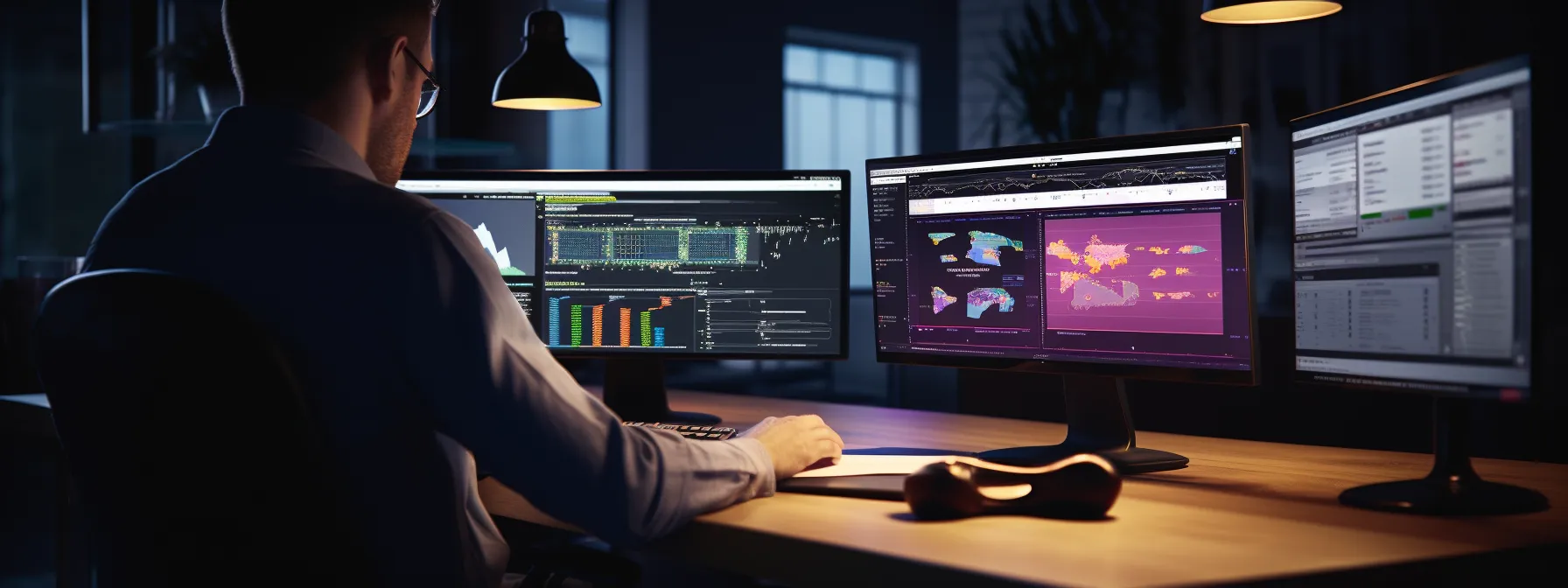 a person sitting at a desk, working on a computer with seotheory's website open on the screen.