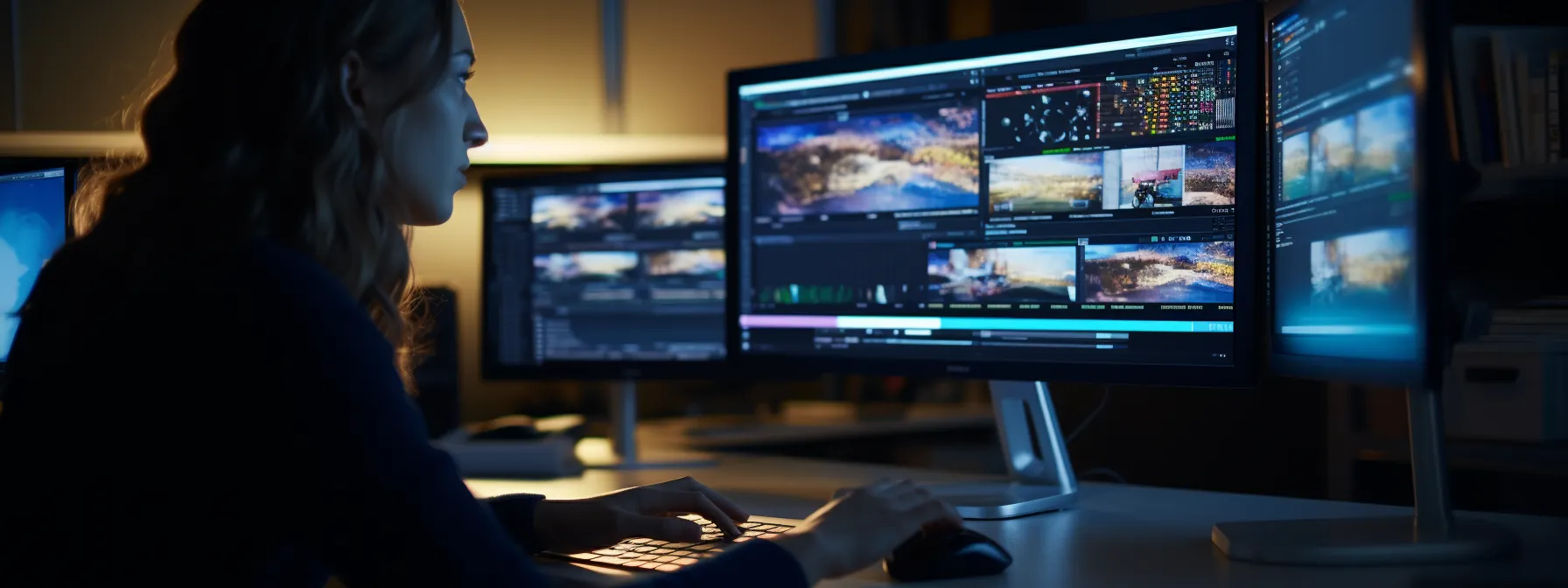 a person at a computer, incorporating link building into their content strategy.