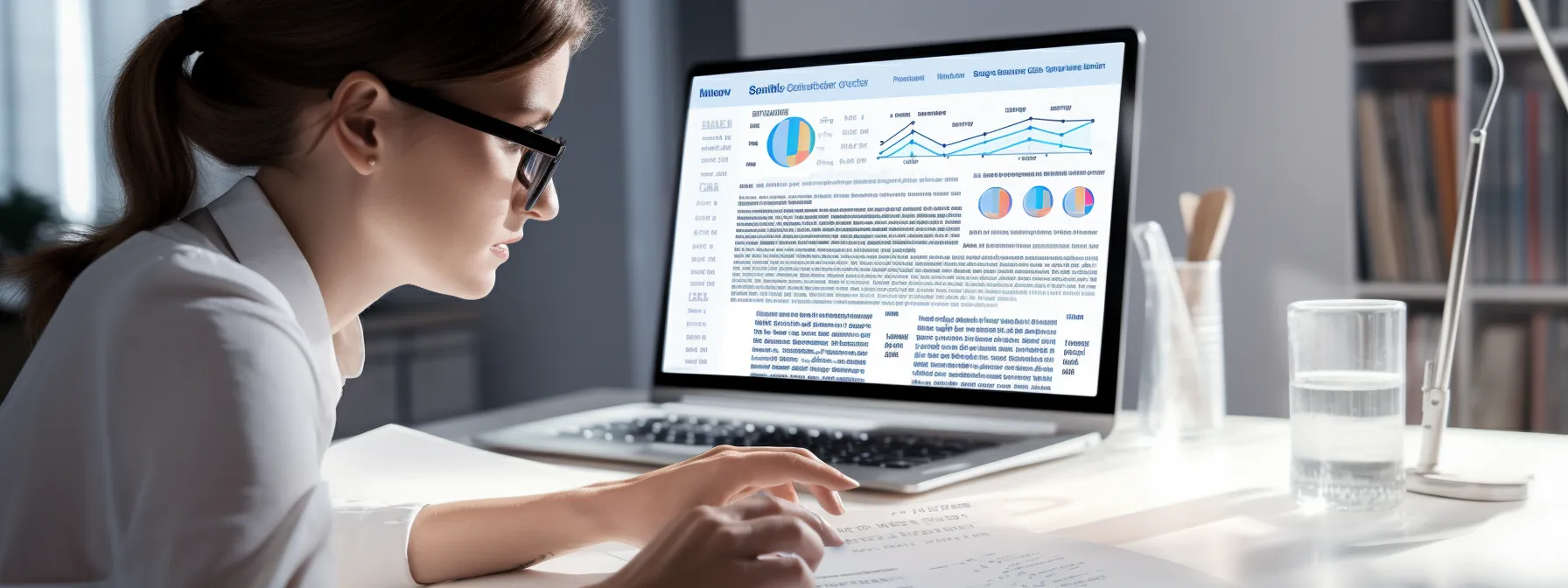 a person studying seotheory using a computer, with keyword research tools and a document focused on integrating keywords into content visible on the screen.