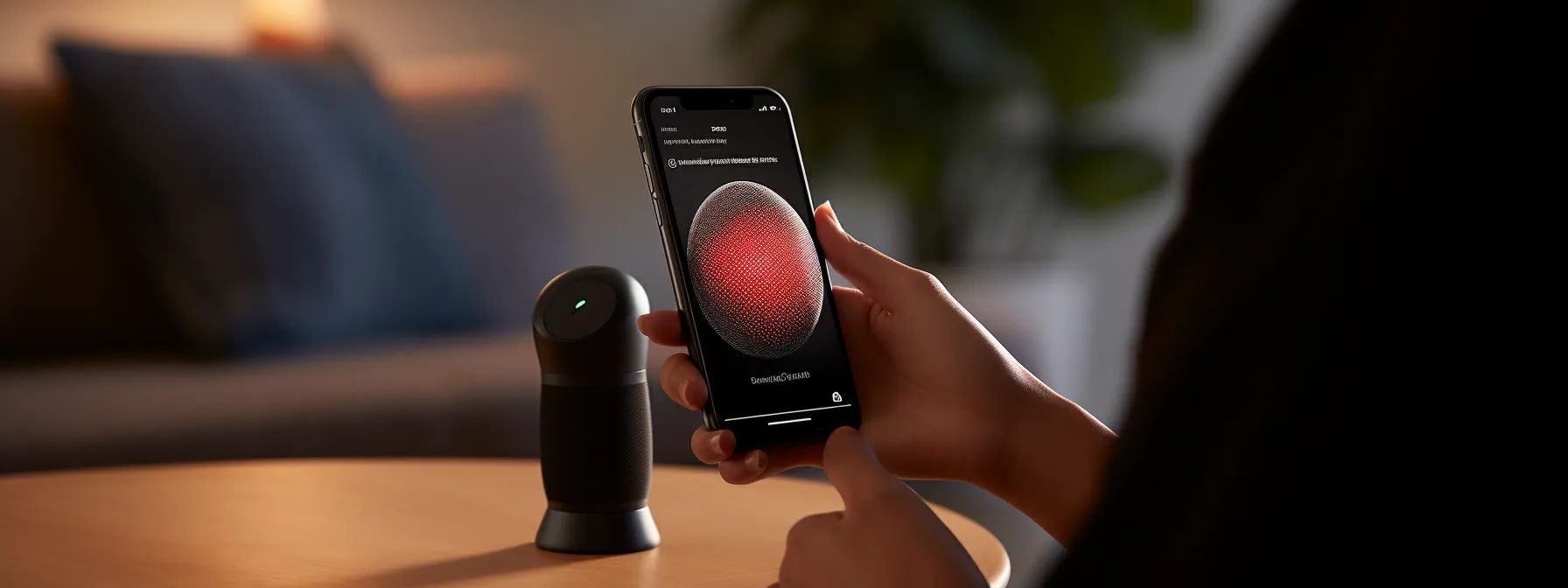 a person using a voice assistant on their mobile device.