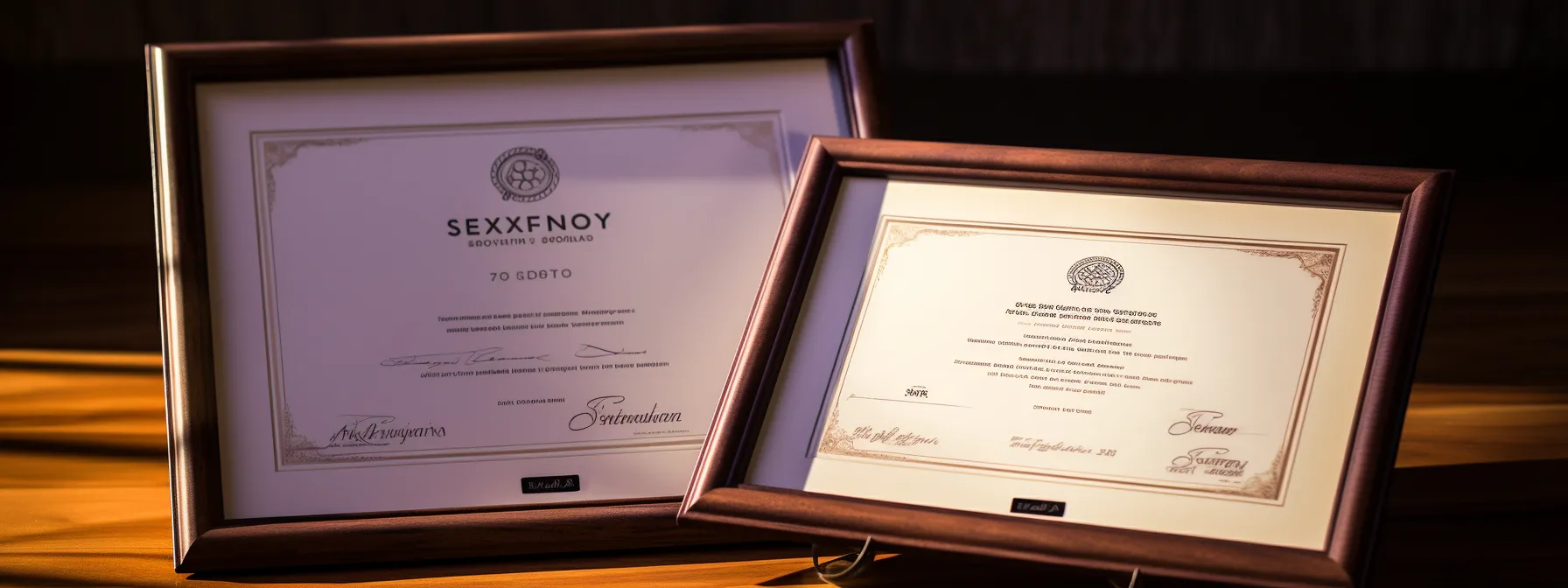 an seo theory-inspired institute diploma on one side, and a general seo course certificate on the other side, symbolizing the choice between specialized and broader seo education.