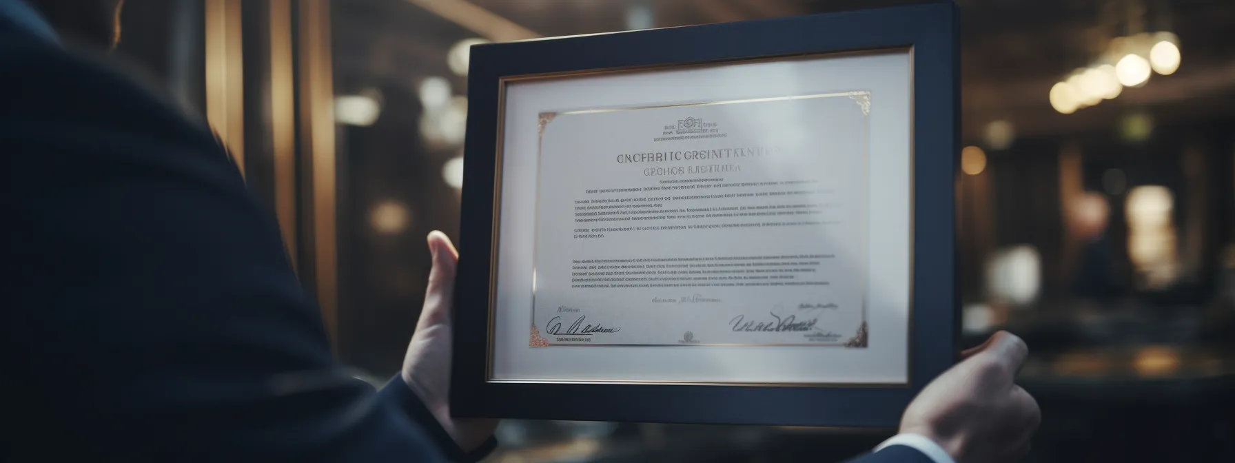 a person holding a reputable seo certificate, symbolizing credibility and trust in the industry.