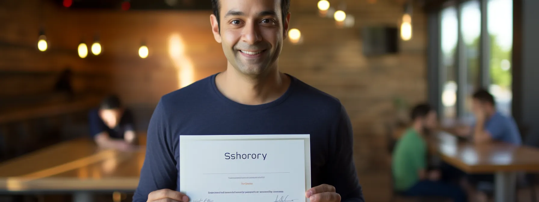 a person holding a certificate from seotheory with manick bhan presenting in the background.