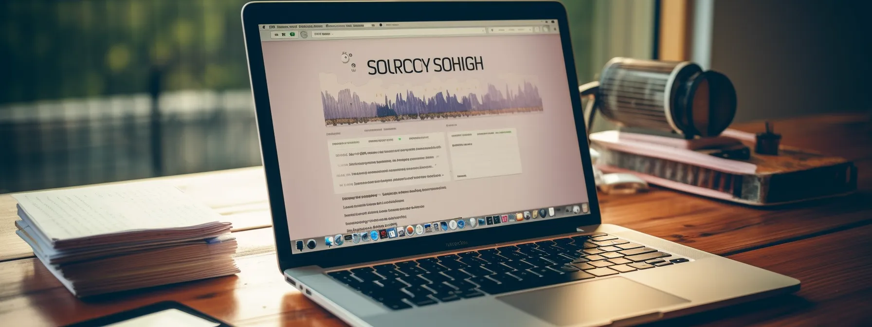 a laptop displaying the website of seotheory with a banner that reads 