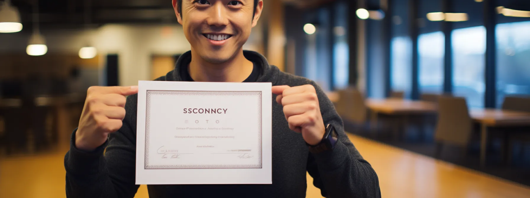 a person proudly displaying their seo certificate from seotheory.